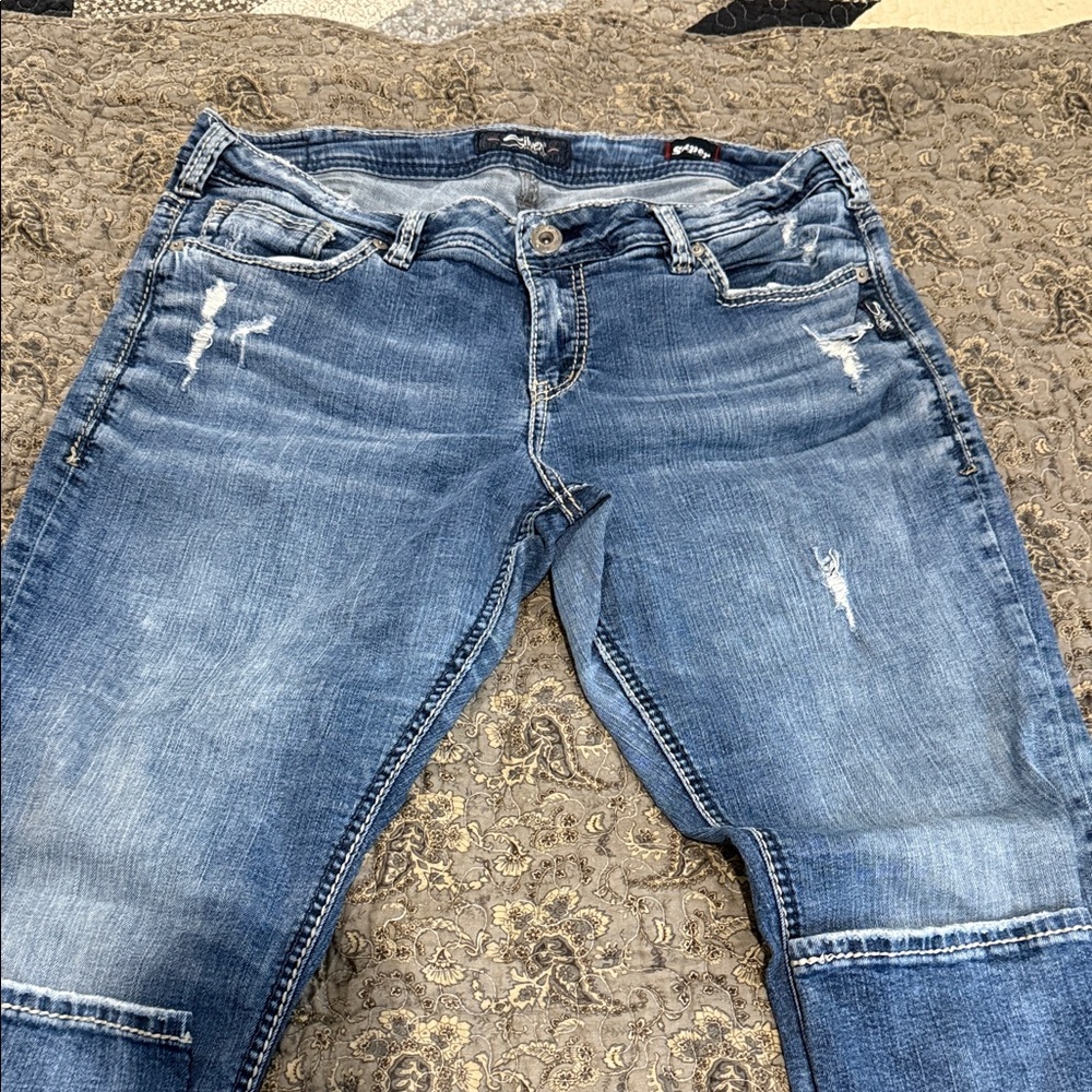 Silver Jeans Blue Distressed Boyfriend Jeans